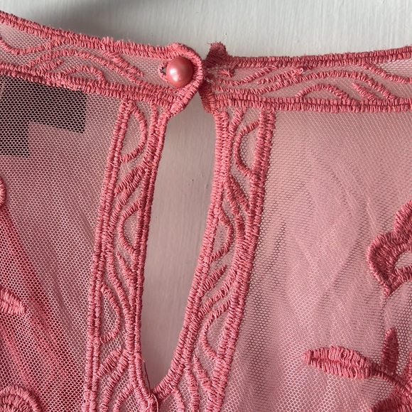 Rose Pink Lace Short sleeve Top - Lane Bryant - Picture 7 of 8